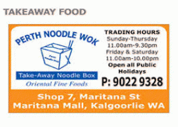 Perth Noodle Wok Warwick Menu