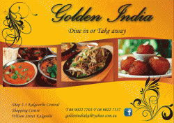 Golden Indian Restaurant Kalgoorlie Menu