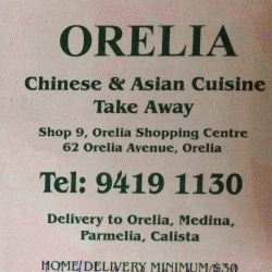 Orelia Chinese and Asian Cuisine Takeaway Orelia Menu