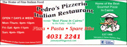 Pedro's Pizza Cairns North Menu