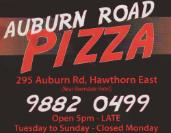 Auburn Rd Pizza Hawthorn Menu
