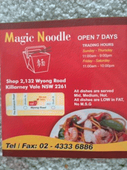 Magic Noodle Medowie Menu