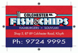 Colchester Rd Fish & Chips Kilsyth Menu